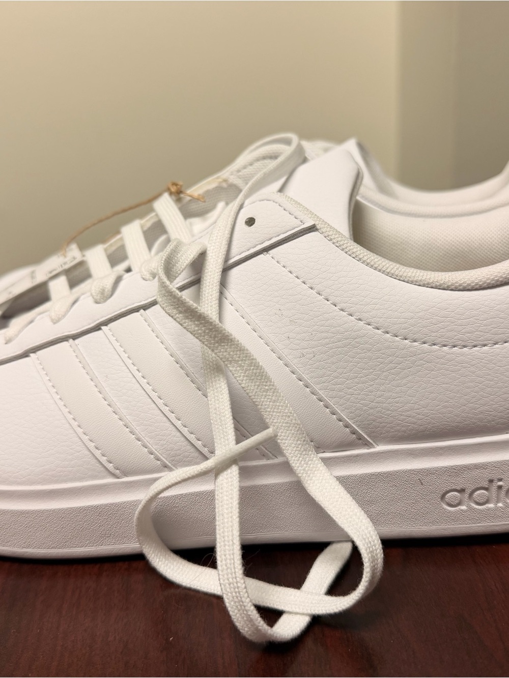 adidas Men’s White Low-Top Leather Sneakers - Picture 2 of 7
